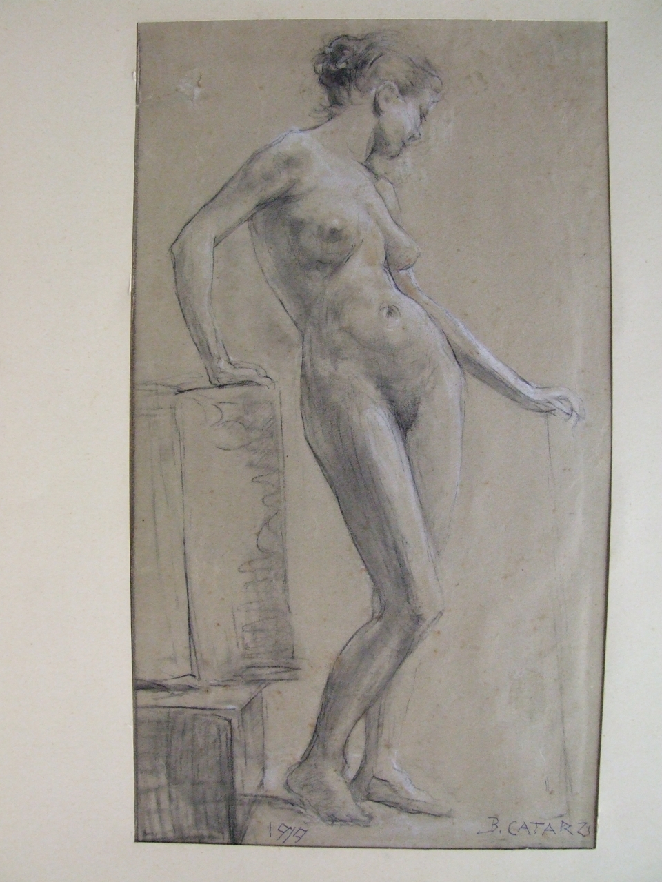 Nudo femminile, figura femminile nuda (disegno) di Catarzi Bruno (sec. XX)