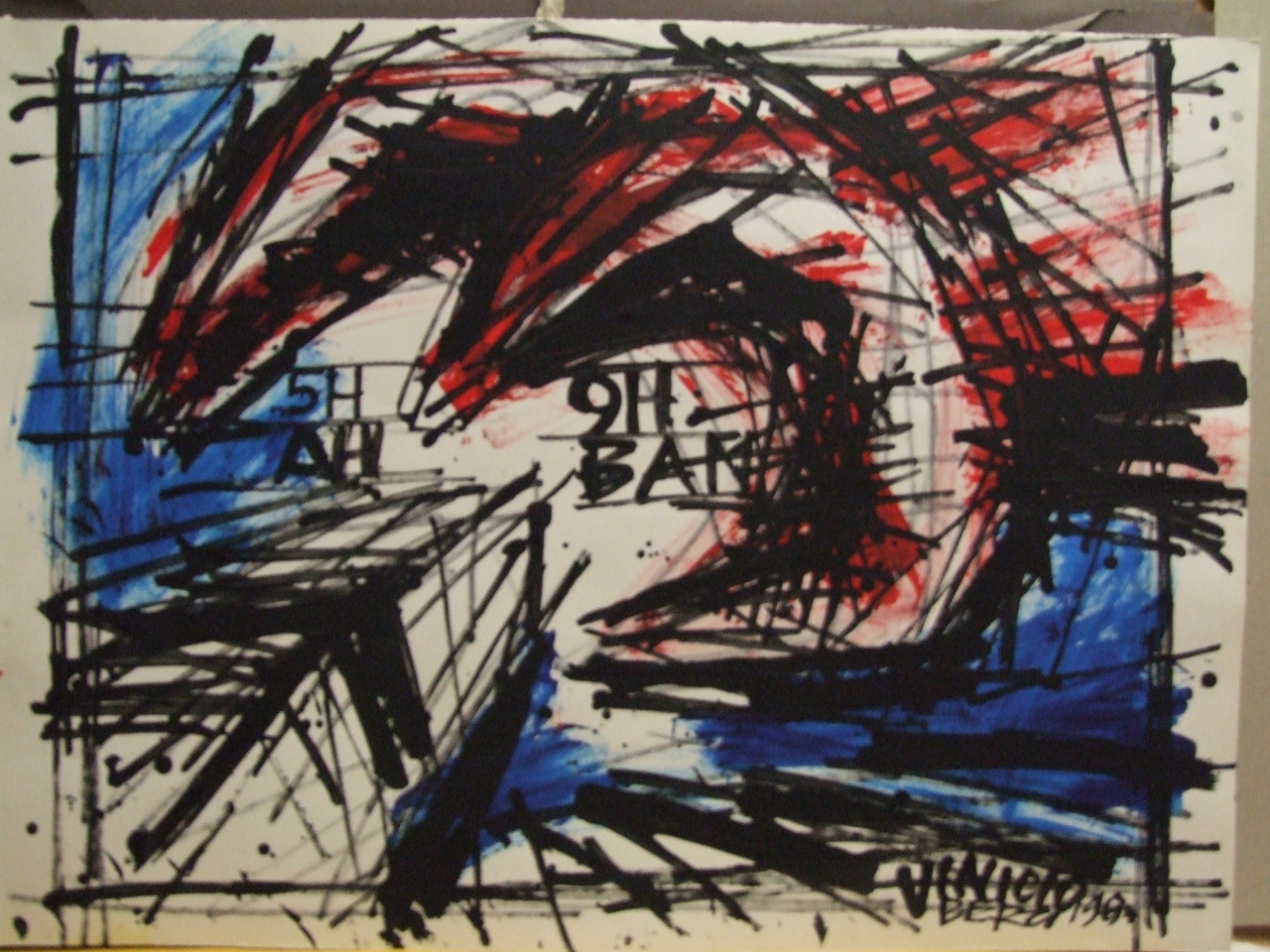 composizione astratta (disegno) di Berti Vinicio (sec. XX)