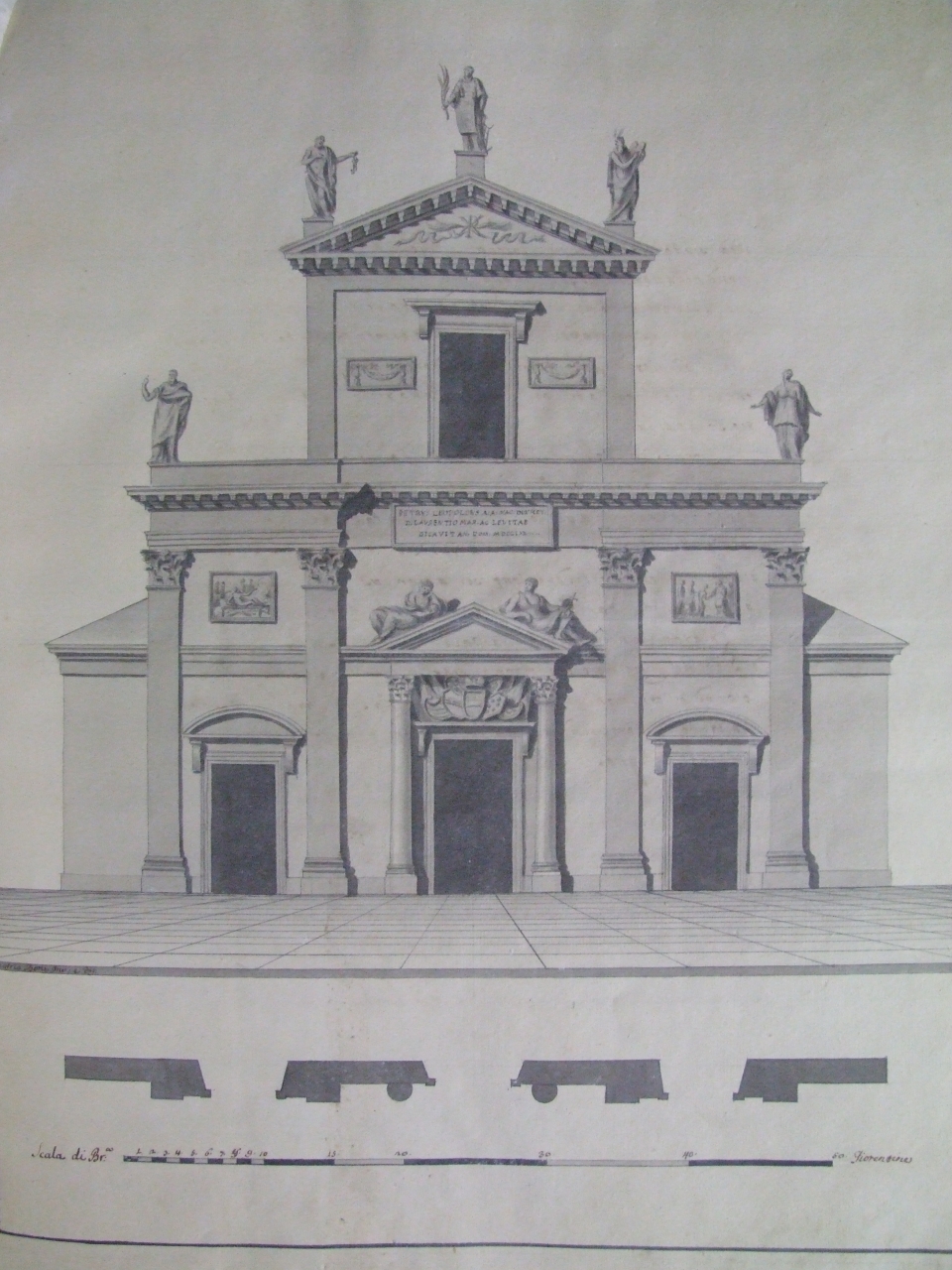 Disegni per la facciata della chiesa di S. Lorenzo di Firenze, architettura (disegno, ciclo) di Boni Onofrio (sec. XVIII)