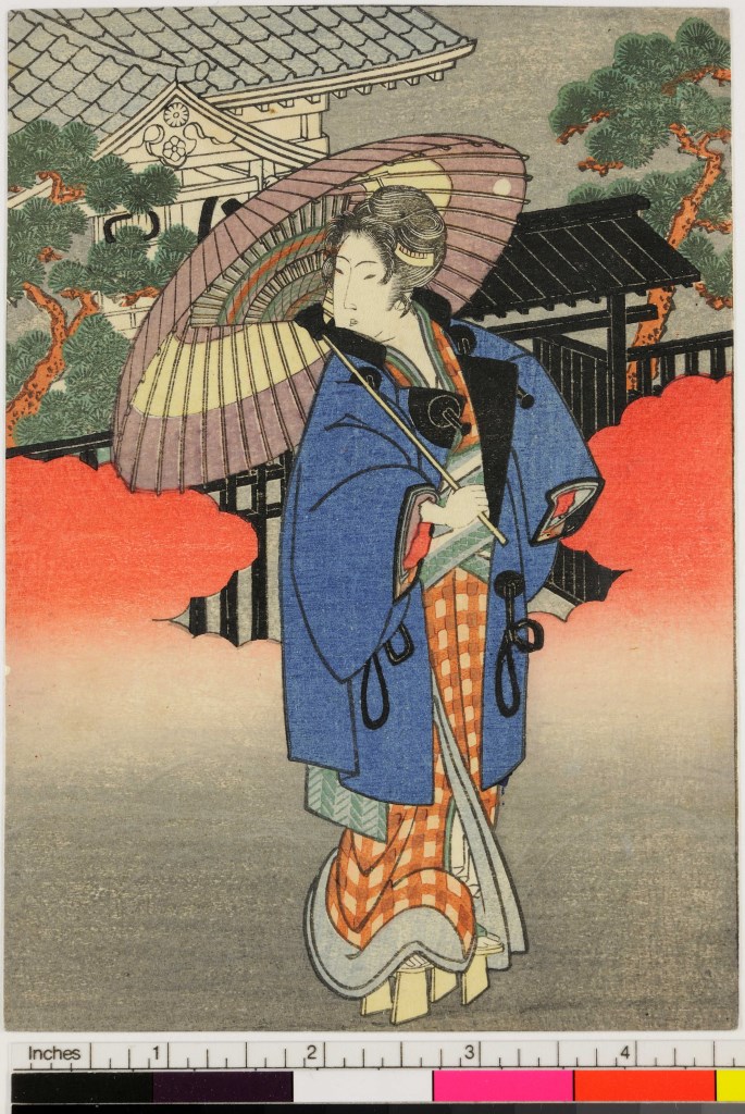 beltà con paesaggio nello sfondo (stampa, serie) di Yashima Gakutei - ambito giapponese (sec. XIX)