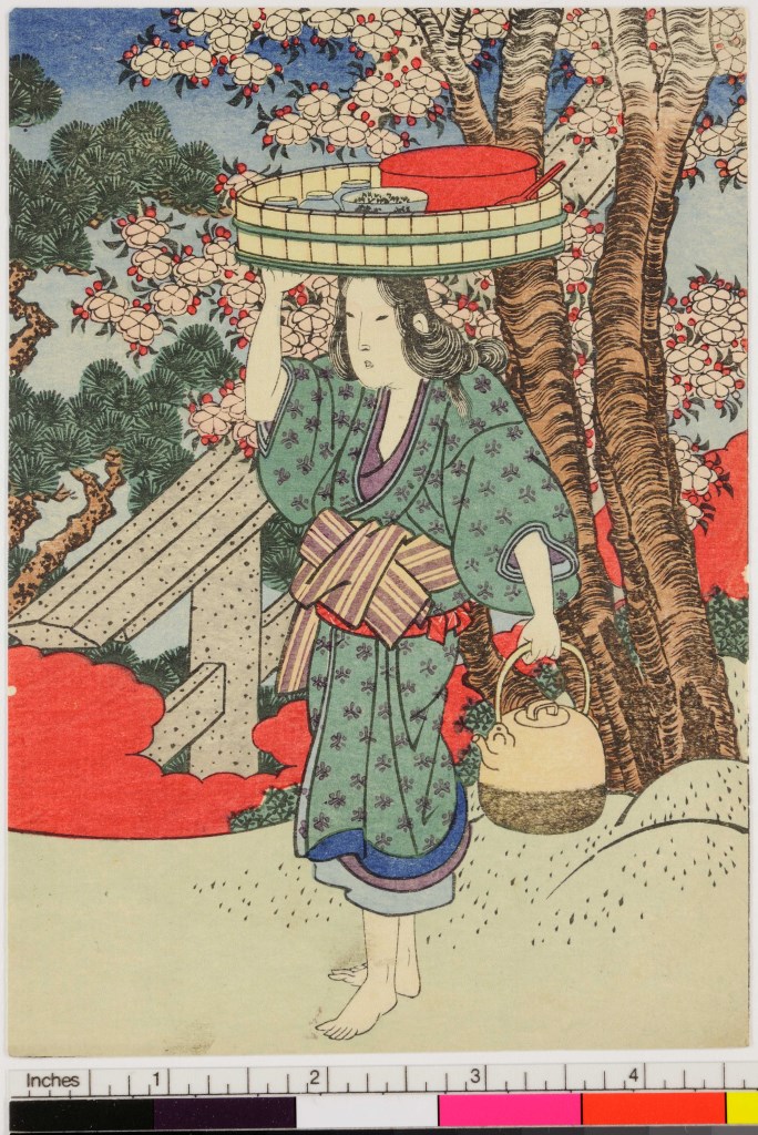 donna con catino (stampa, serie) di Yashima Gakutei - ambito giapponese (sec. XIX)
