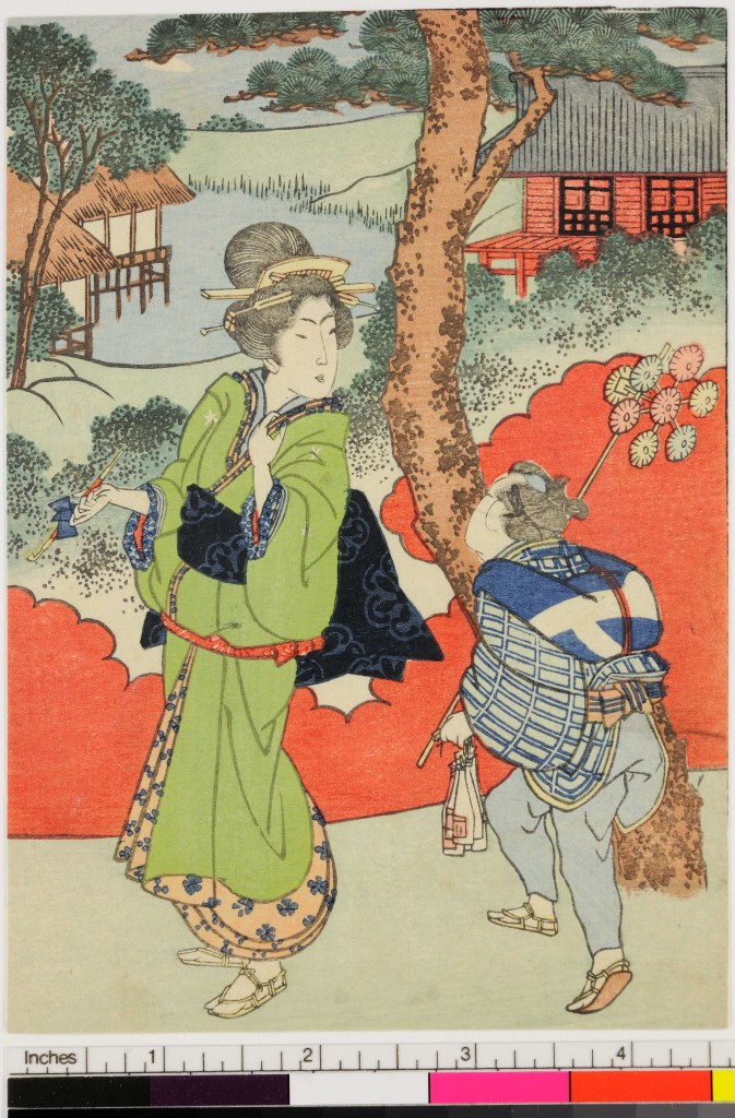beltà e venditore ambulante (stampa, serie) di Yashima Gakutei - ambito giapponese (sec. XIX)