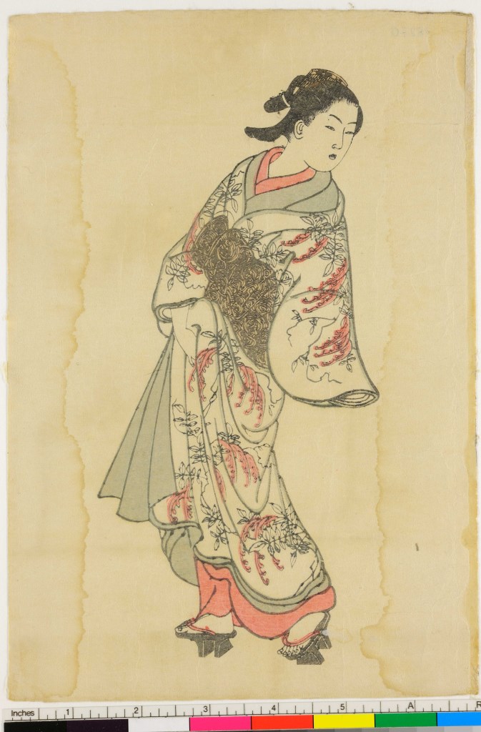 beltà che si volta indietro (stampa, serie) di Katsukawa Shunshō - ambito giapponese (sec. XVIII)