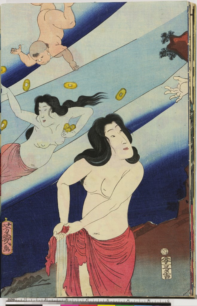 pescatrici "ama" in immersione (stampa composita, stampa composita) di Utagawa Yoshiiku - ambito giapponese (seconda metà sec. XIX)