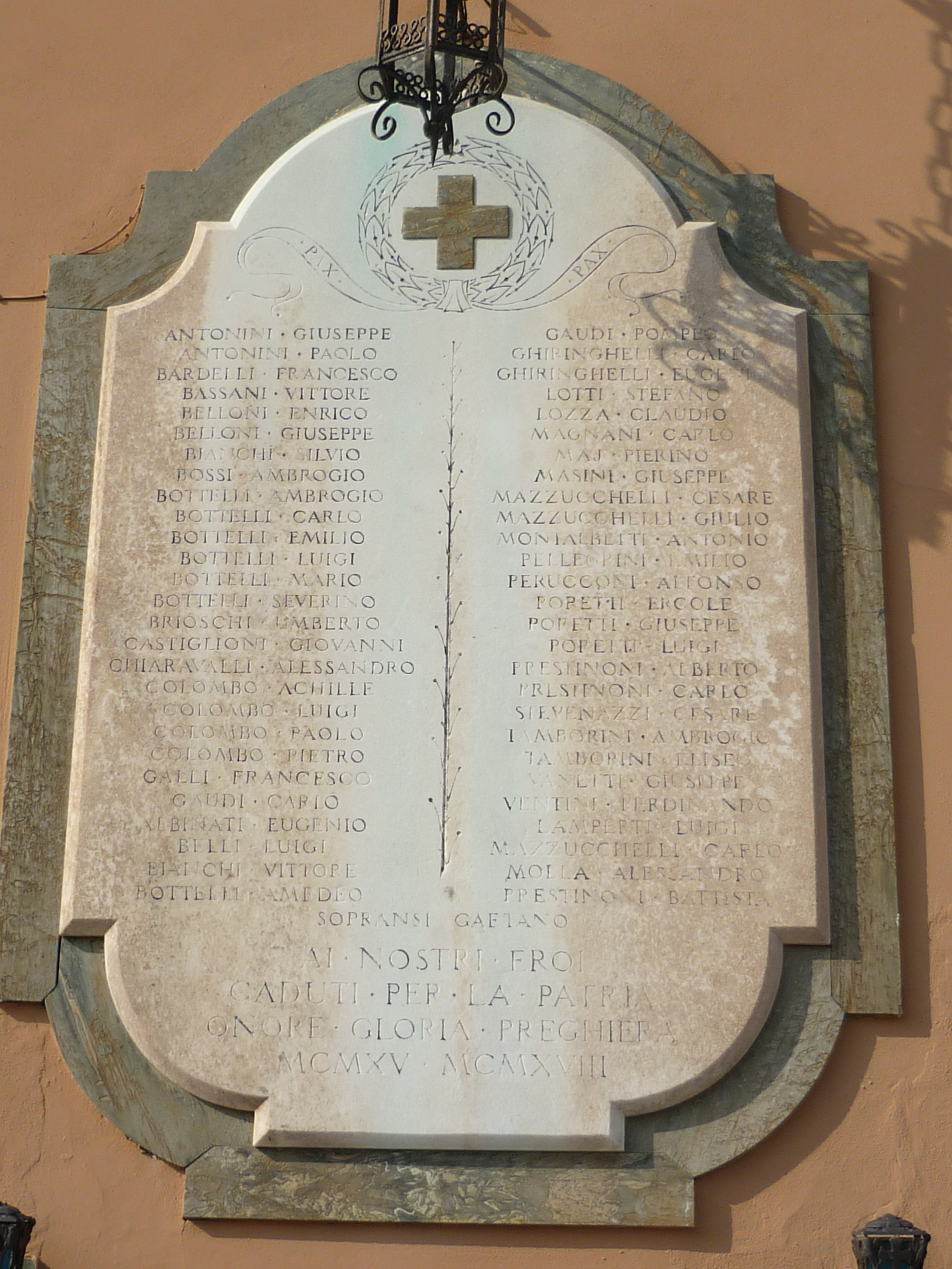 monumento ai caduti - a lapide, opera isolata - ambito italiano (sec. XX)