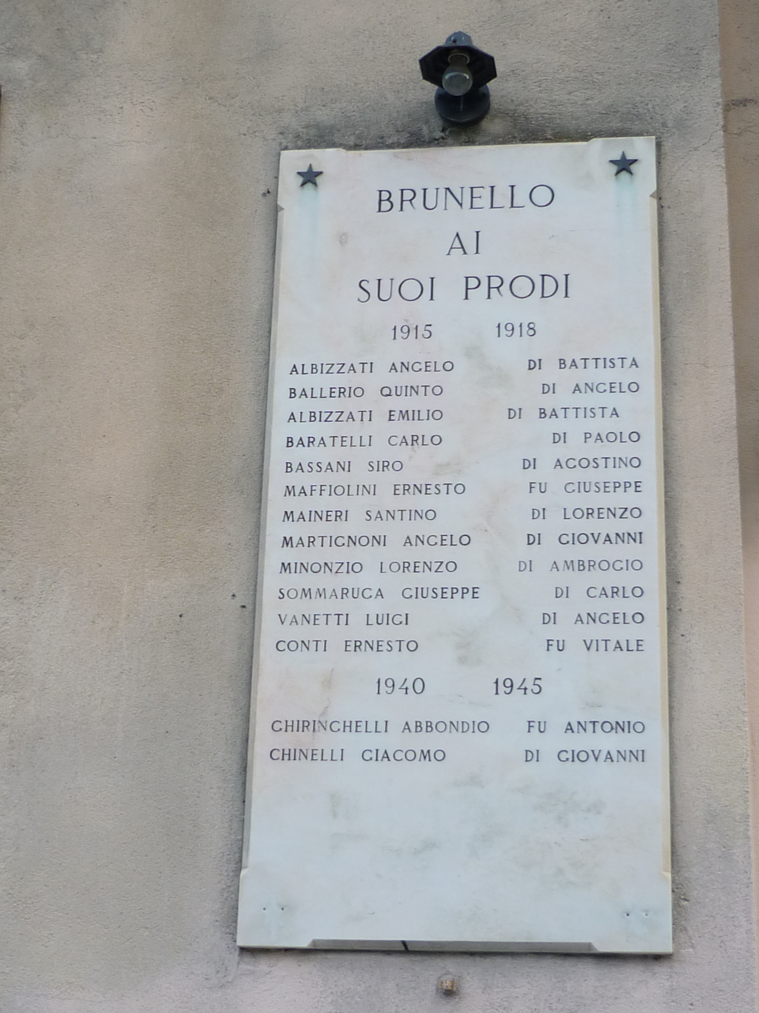 monumento ai caduti - a lapide, opera isolata - ambito italiano (sec. XX)