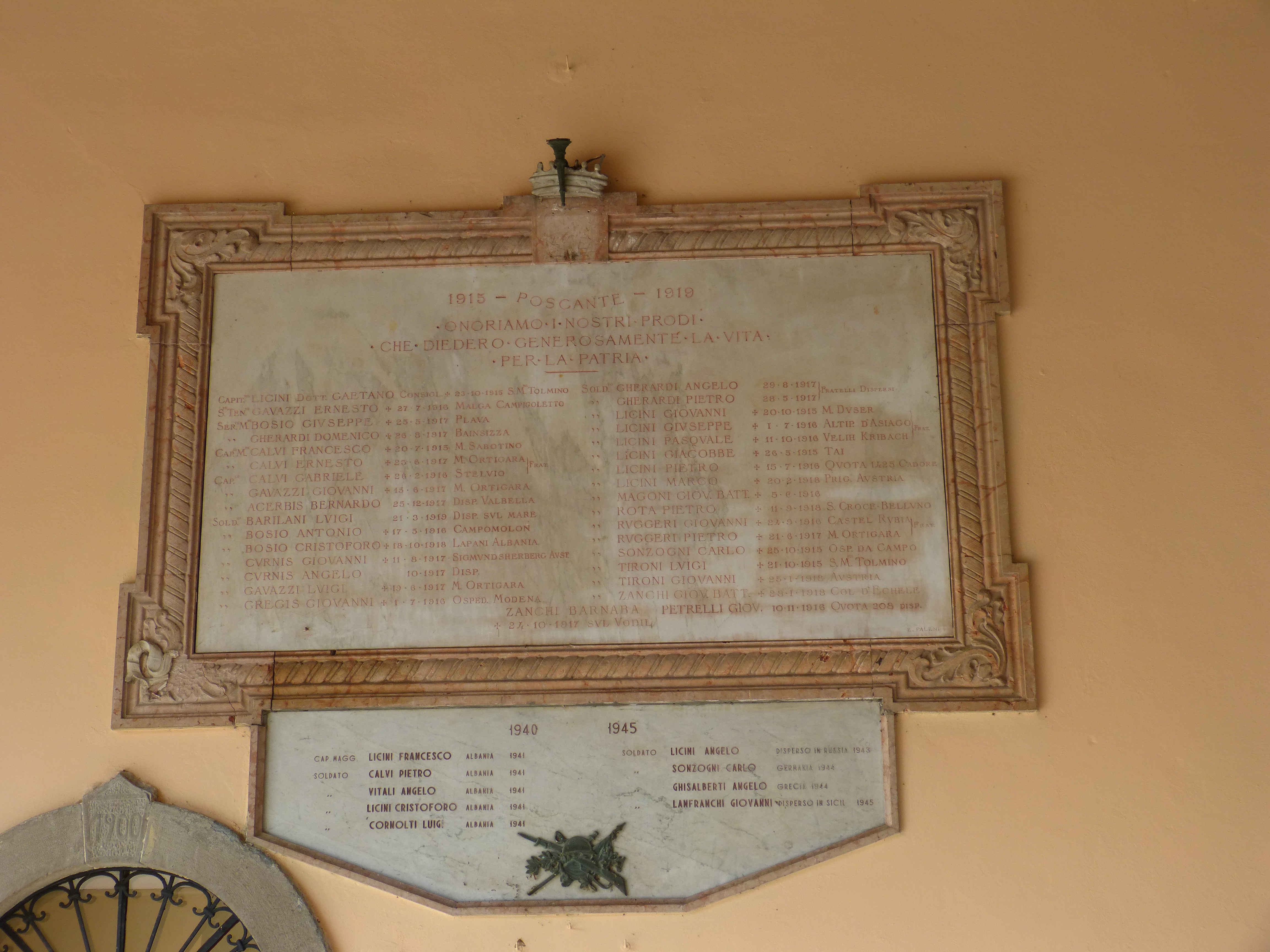 lapide commemorativa ai caduti, opera isolata - ambito lombardo (prima metà sec. XX)