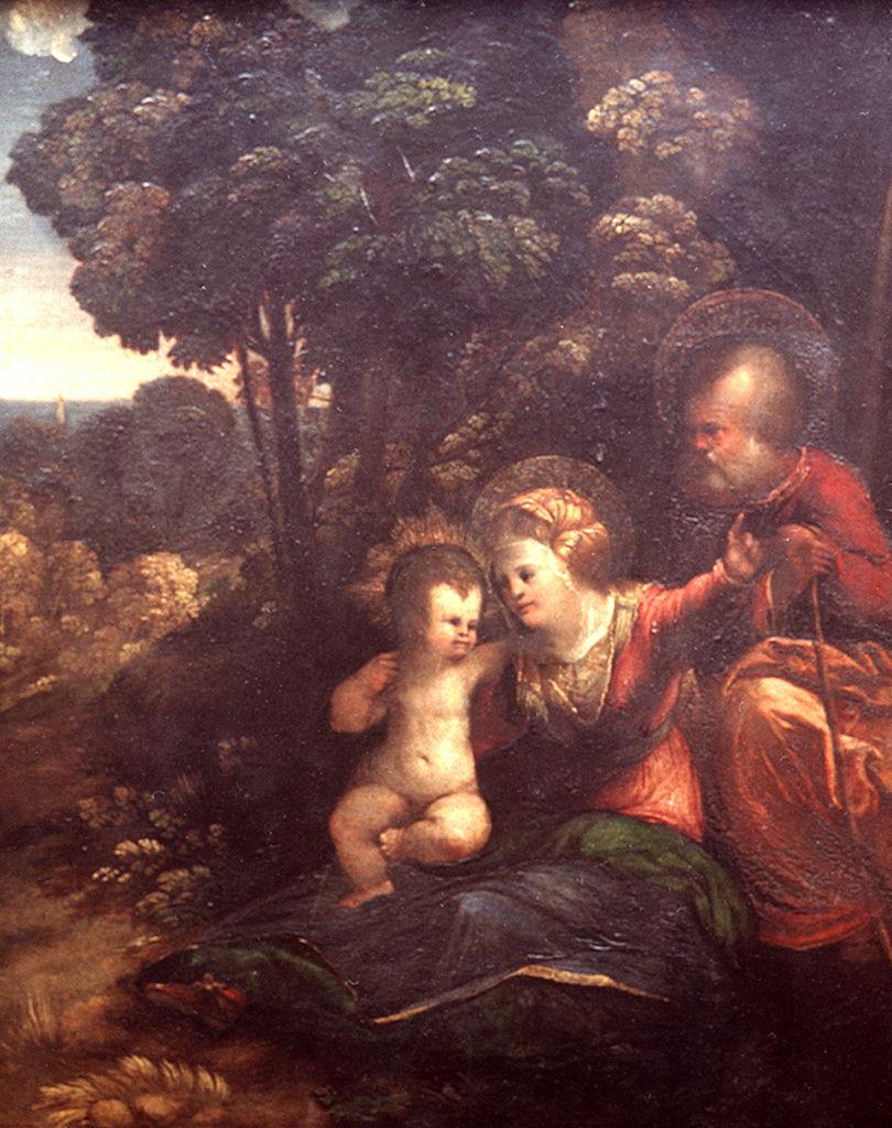riposo nella fuga in Egitto (dipinto) di Luteri Giovanni detto Dosso Dossi (sec. XVI)