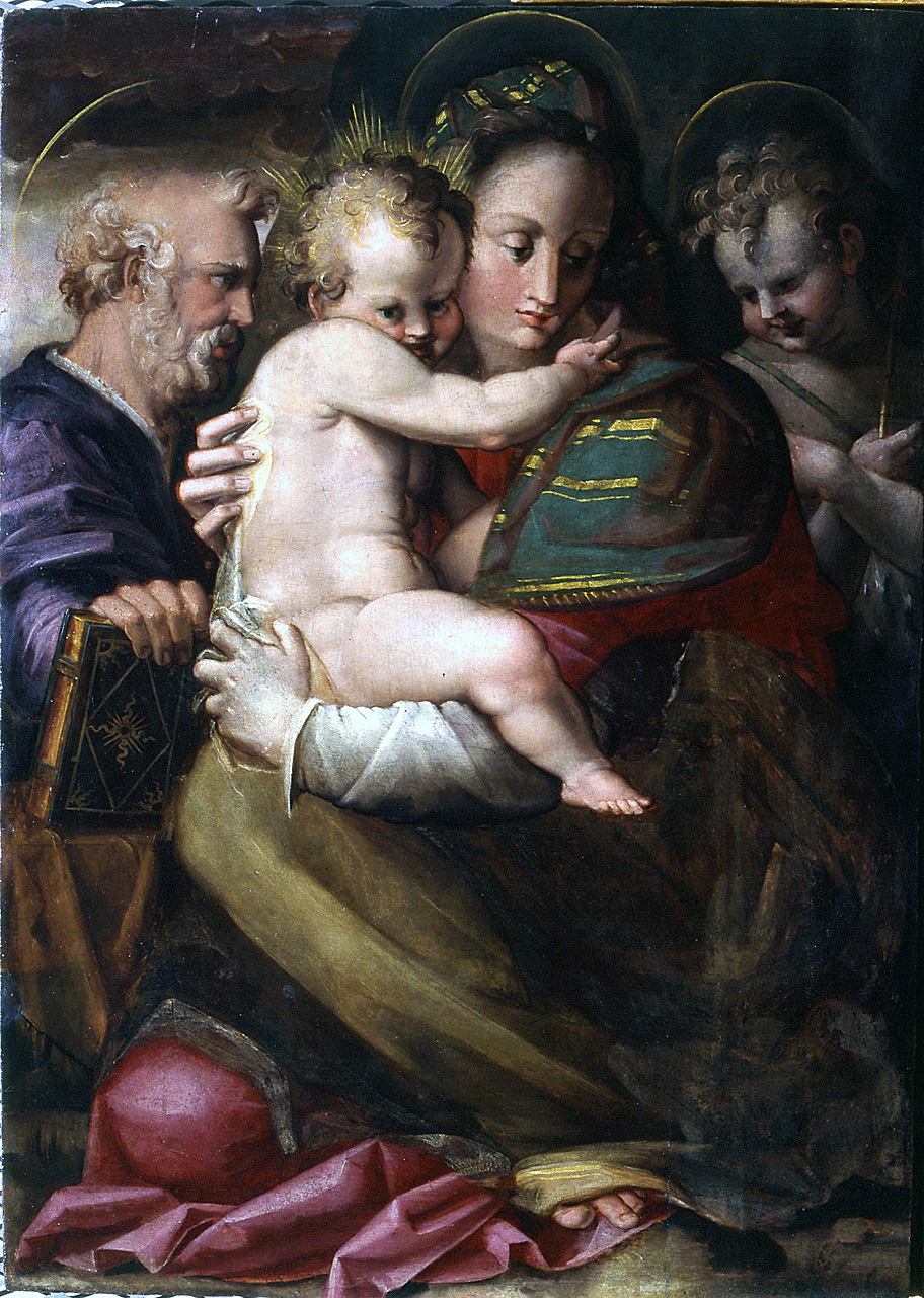 Sacra Famiglia con San Giovanni Battista bambino (dipinto) - ambito fiorentino (seconda metà sec. XVI)