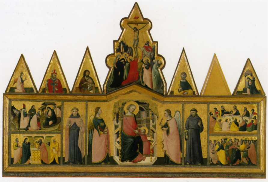 Madonna con Bambino tra angeli e Santi (polittico) di Baronzio Giovanni (metà sec. XIV)