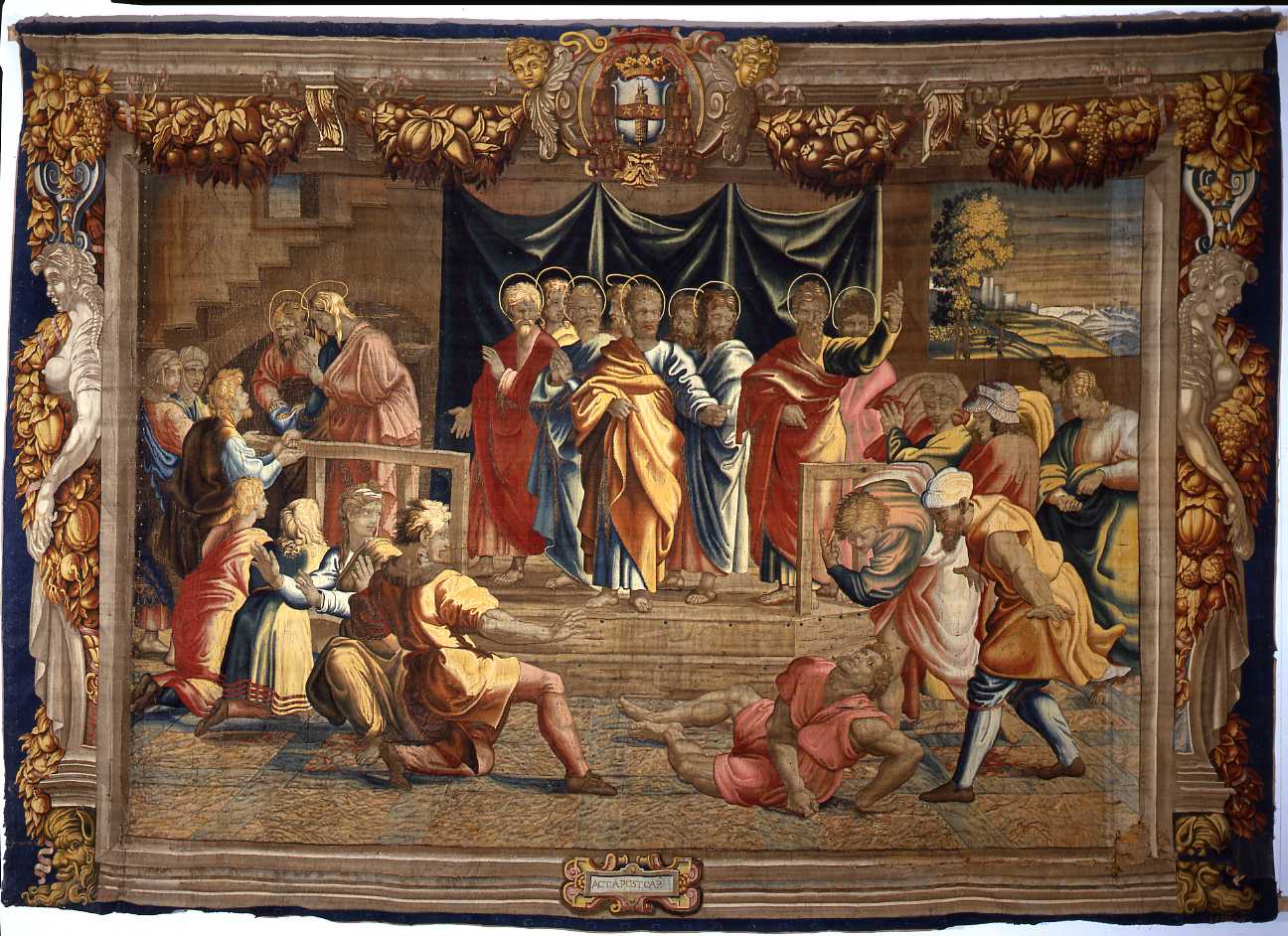 morte di Anania (arazzo) di Sanzio Raffaello - manifattura di Gobelins (sec. XVII)