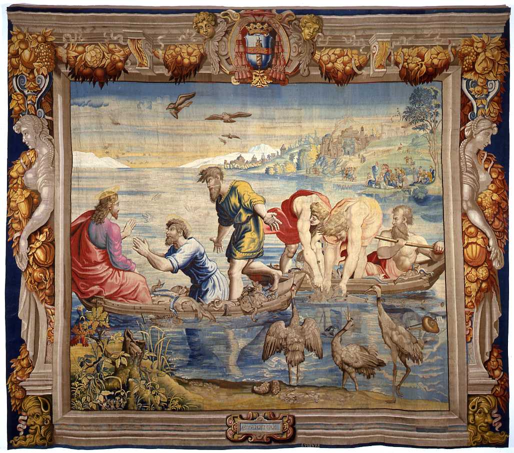 Pesca miracolosa (arazzo) di Sanzio Raffaello - manifattura di Gobelins (sec. XVII)