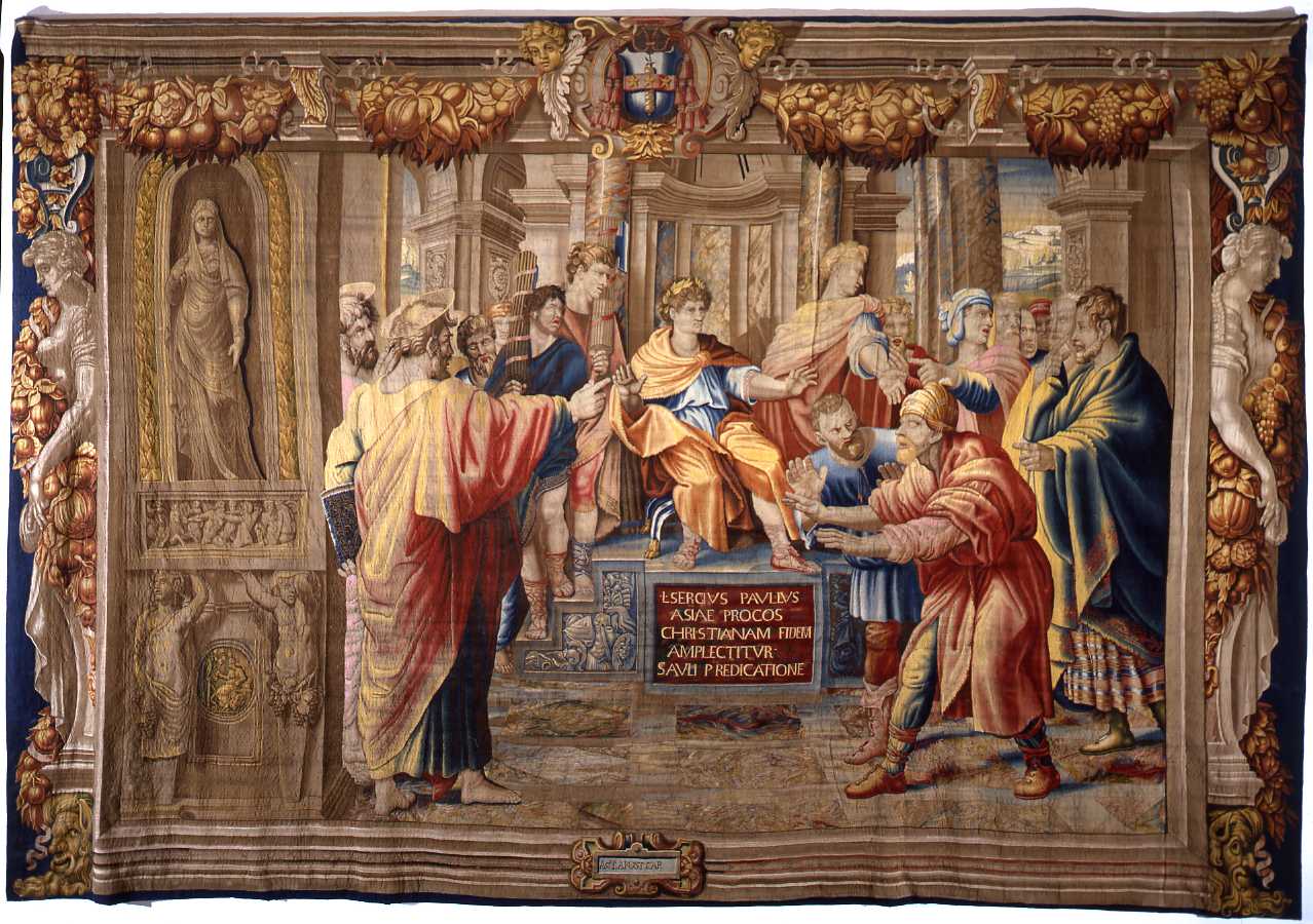 accecamento di Elima (arazzo) di Sanzio Raffaello - manifattura di Gobelins (sec. XVII)