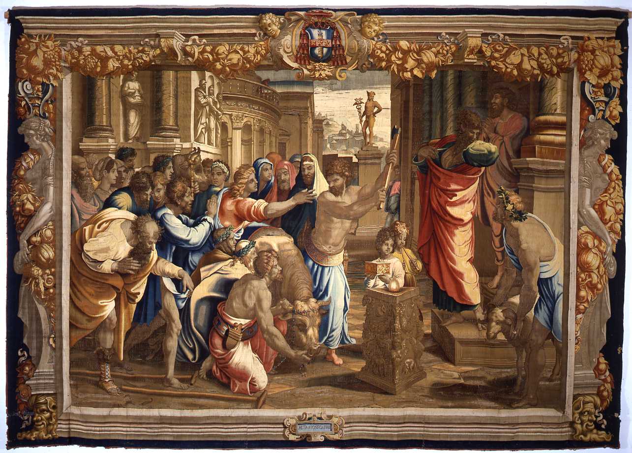 San Paolo e San Barnaba a Listra (arazzo) di Sanzio Raffaello - manifattura inglese (sec. XVII)