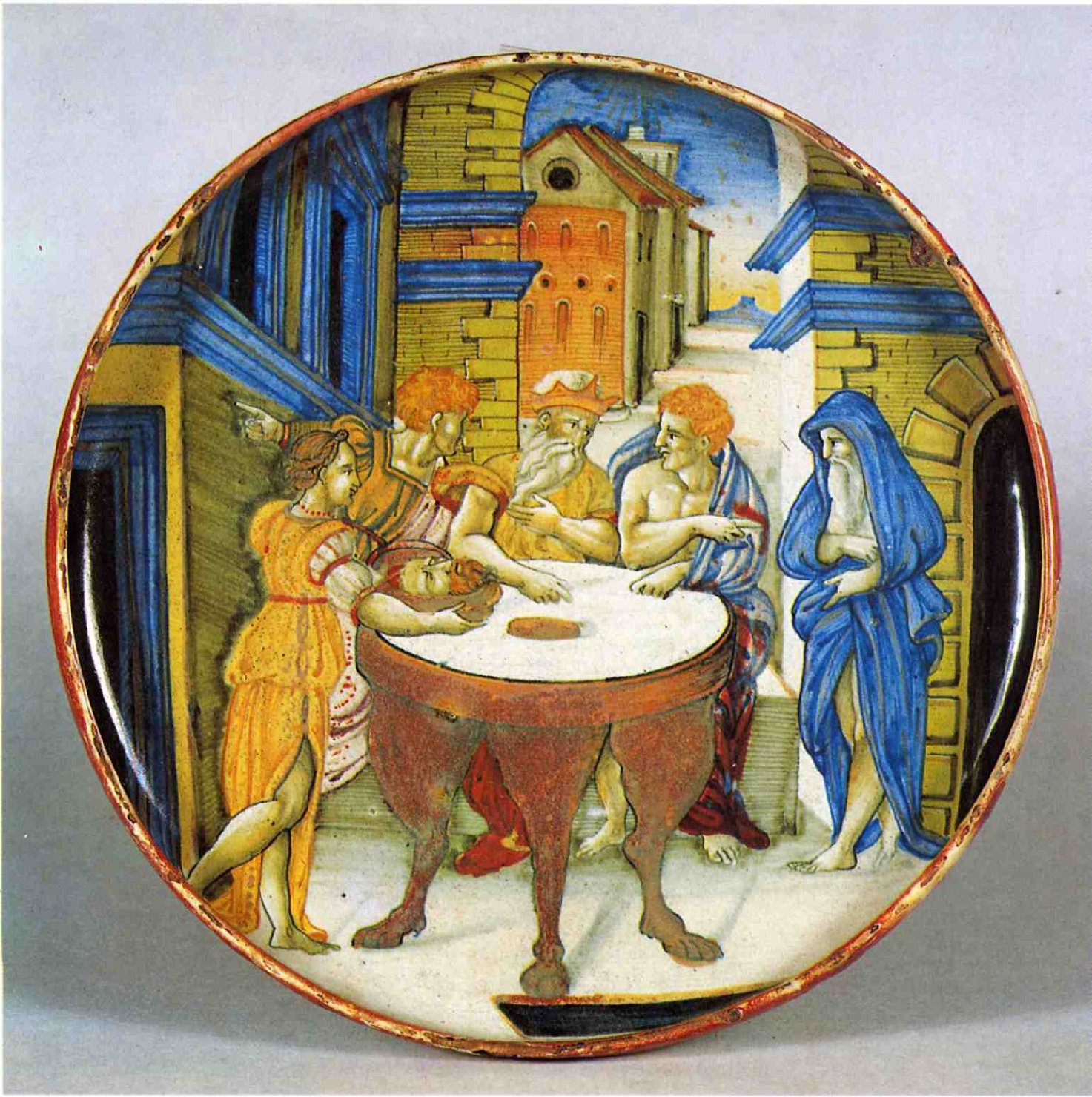 Salomè presenta la testa di San Giovanni Battista a Erode (piatto) - manifattura urbinate (sec. XVI)