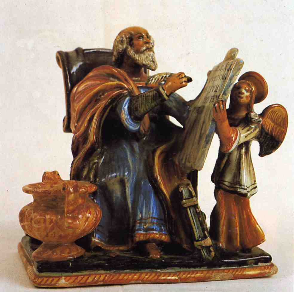 San Matteo e l'angelo (calamaio) - manifattura urbinate (sec. XVII)