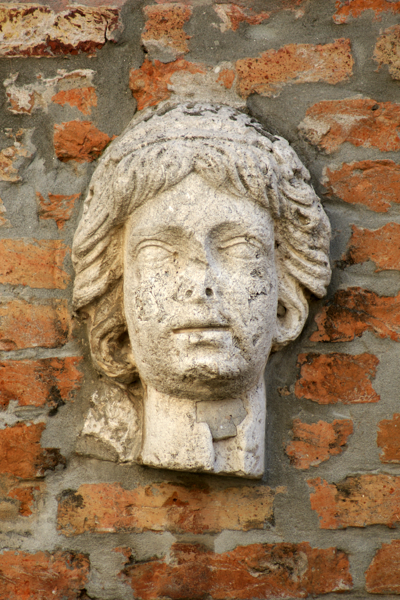 testa d'uomo (scultura, frammento) - ambito veneziano (sec. XVI, sec. XVII)
