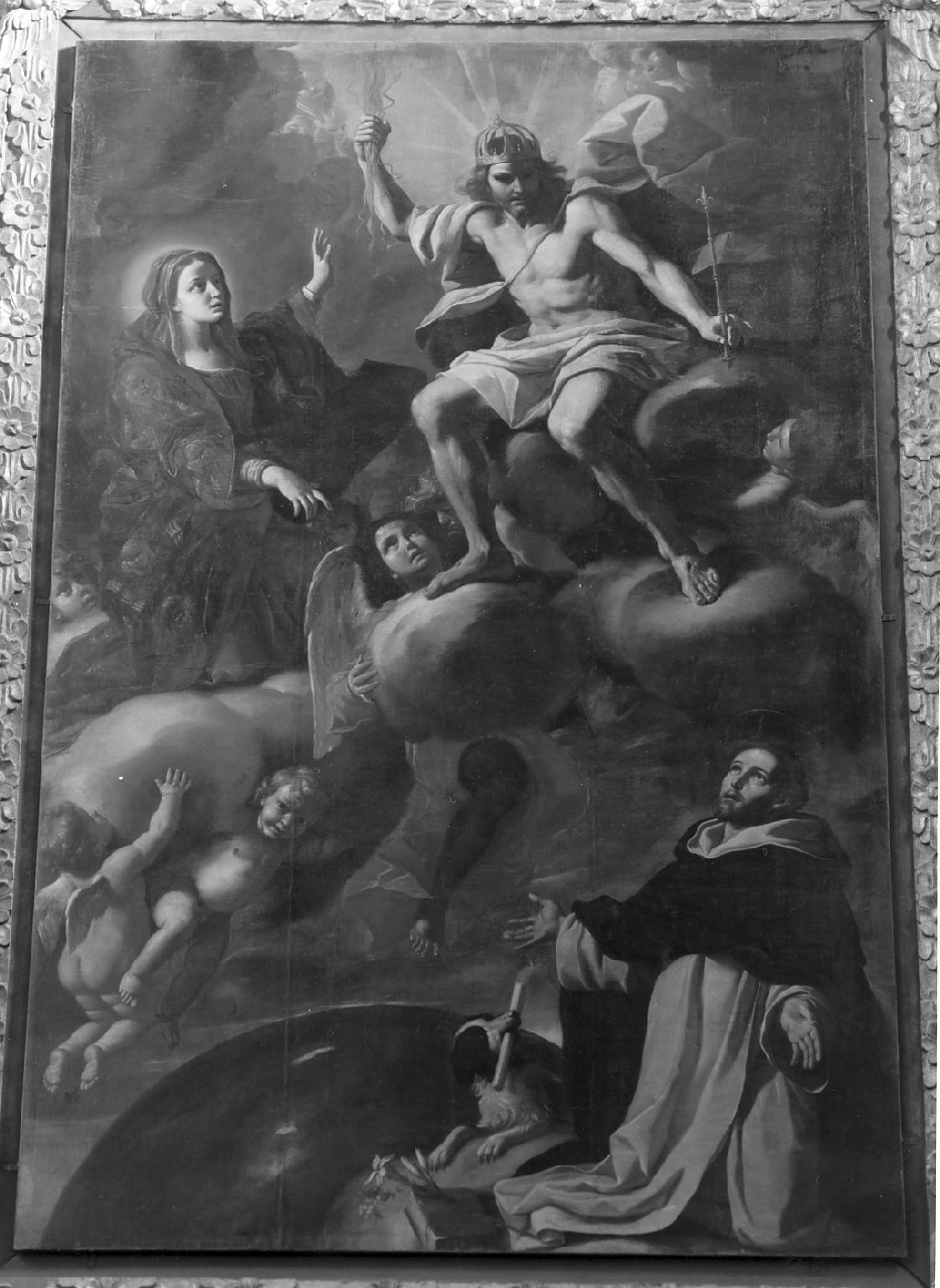 Cristo fulminante, Cristo giudice, Visione di San Domenico (dipinto, opera isolata) di Preti Mattia (sec. XVII)
