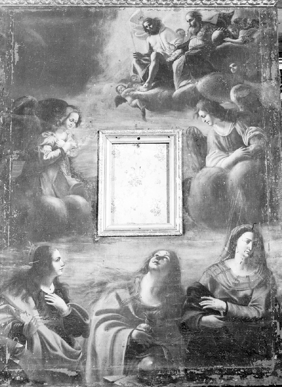Trinità e Sante Martiri (dipinto, opera isolata) di Preti Mattia (bottega) - ambito pretiano (sec. XVII)