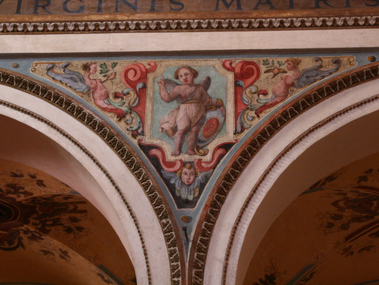 Angelo reggistemma (dipinto, elemento d'insieme) - ambito perugino (sec. XX)