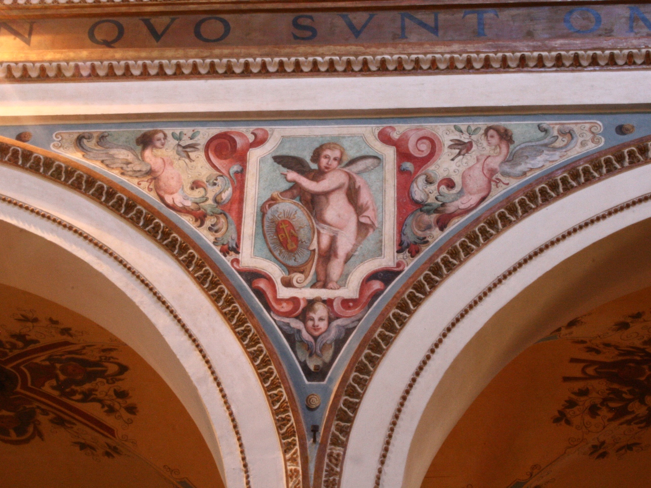 Angelo reggistemma (dipinto, elemento d'insieme) - ambito perugino (sec. XX)