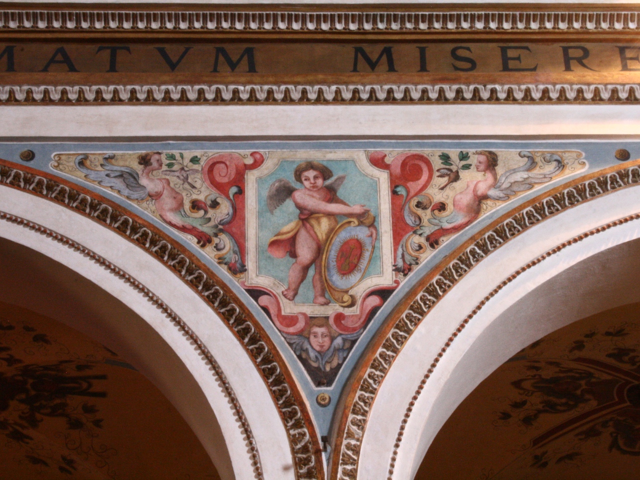 Angelo reggistemma (dipinto, elemento d'insieme) - ambito perugino (sec. XX)