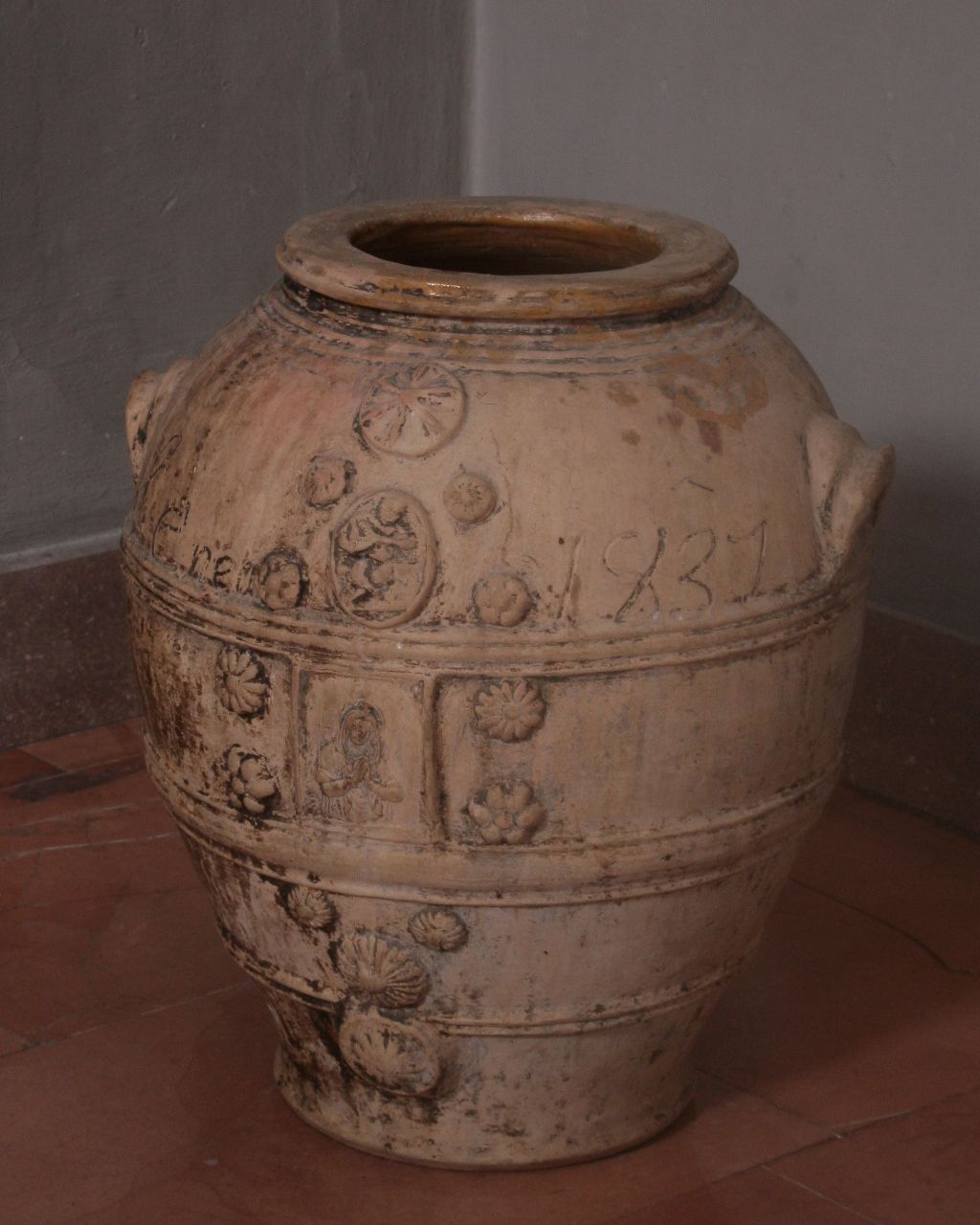 Madonna orante, ritratto di ecclesiastico (anfora, opera isolata) - bottega Italia centrale (sec. XIX)