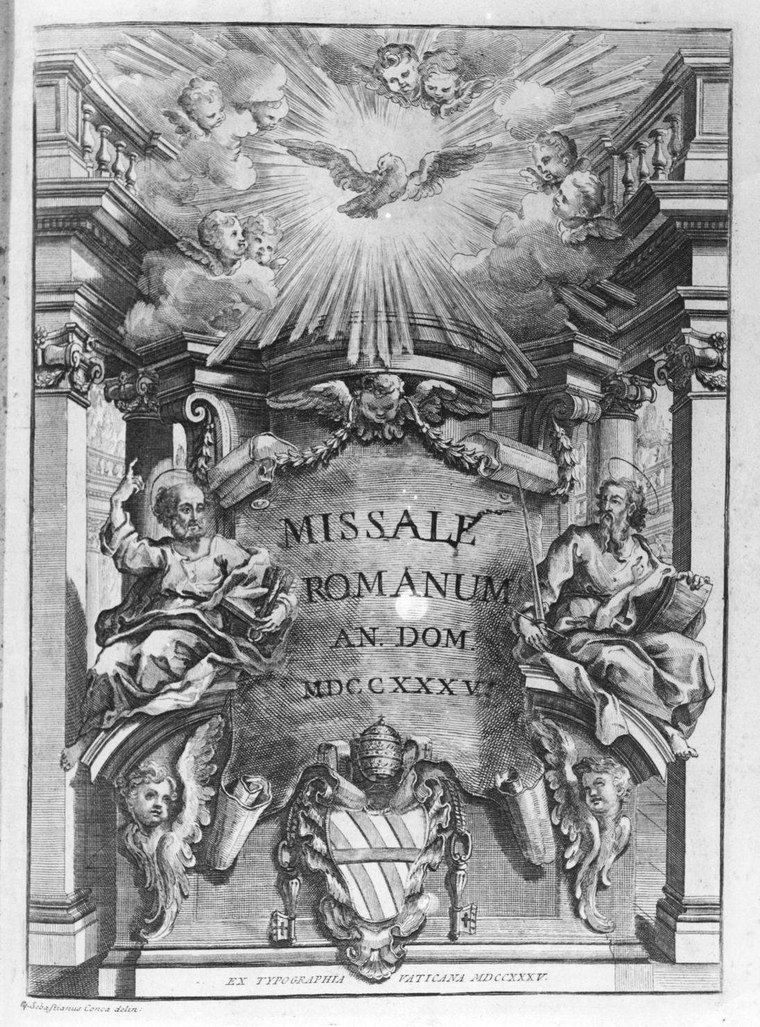 San Pietro e San Paolo (stampa, elemento d'insieme) di Conca Sebastiano (prima metà sec. XVIII)