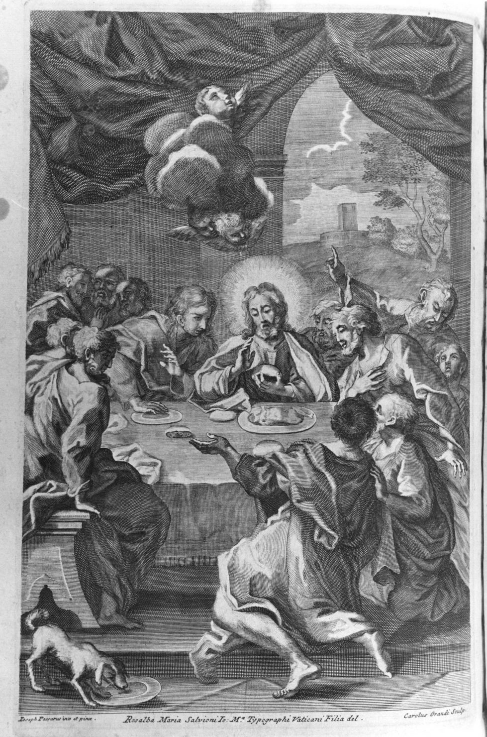 ultima cena (stampa, elemento d'insieme) di Grandi Carlo, Salvioni Rosalba Maria, Passeri Giuseppe (prima metà sec. XVIII)