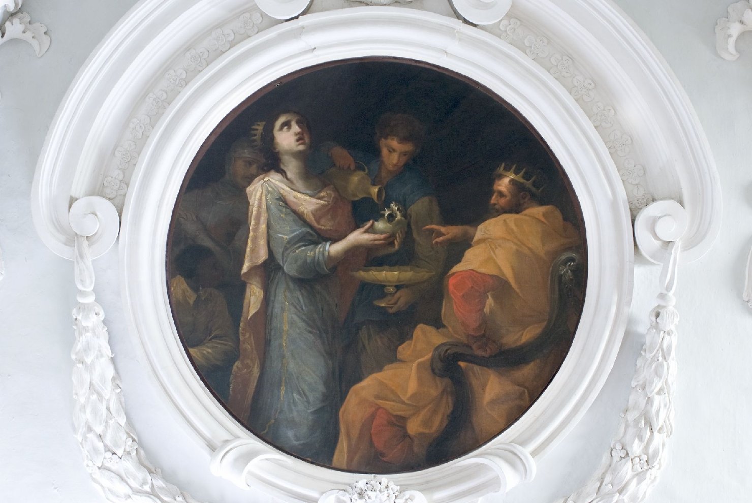Rosmunda beve dal teschio del padre Canimondo (dipinto, elemento d'insieme) - ambito ferrarese (sec. XVIII)