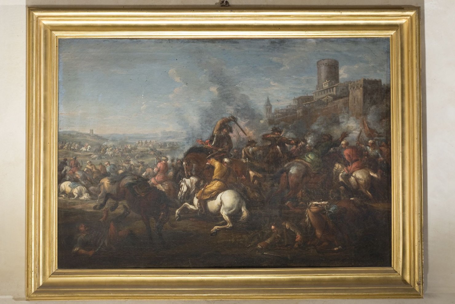 Battaglia contro i turchi fuori le mura (dipinto, opera isolata) di Reder Christian detto Monsù Leandro (attribuito) (inizio sec. XVIII)
