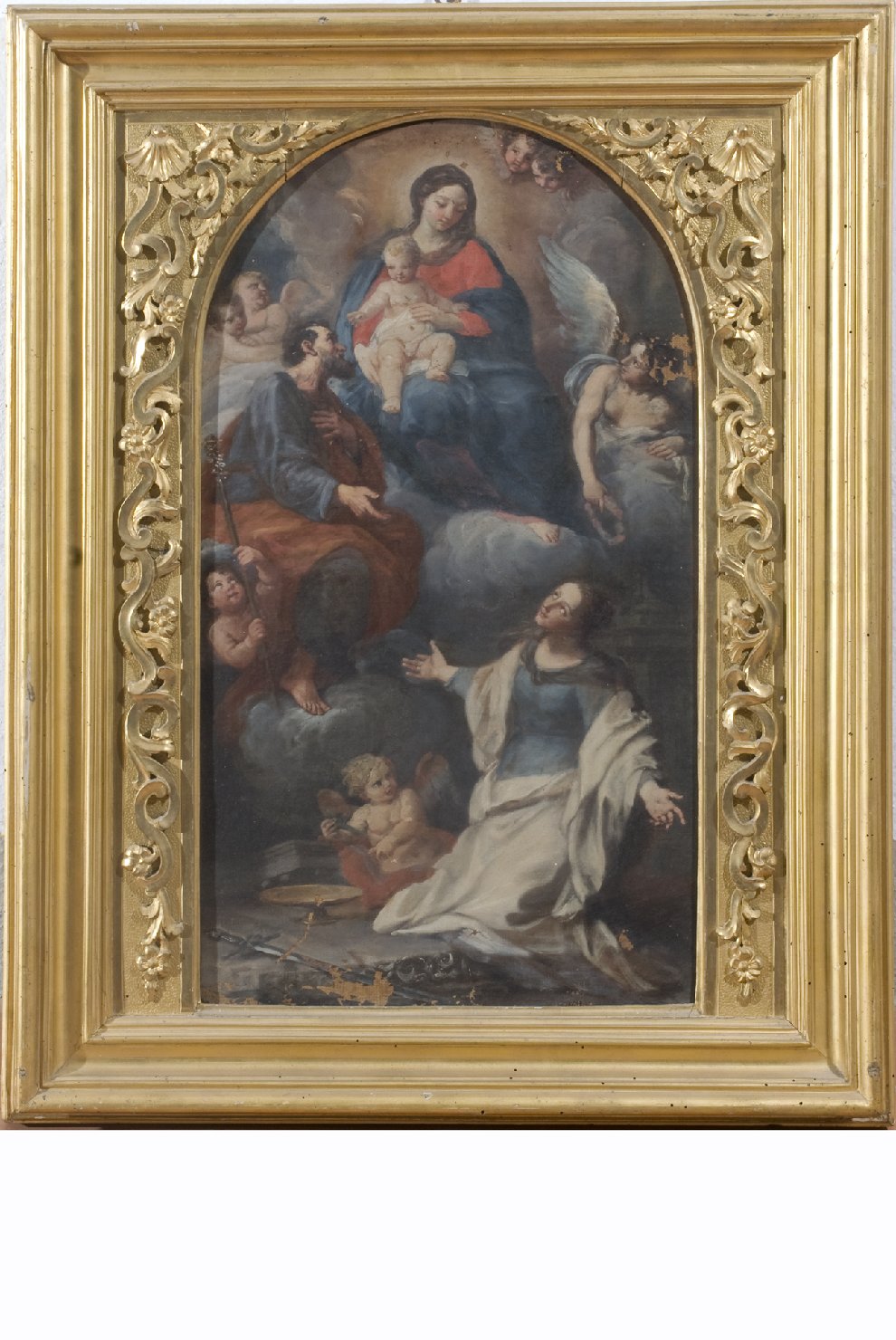 Madonna con Bambino tra angeli e i Santi Giuseppe e Lucia (dipinto, opera isolata) - ambito Italia centrale (prima metà sec. XVIII)