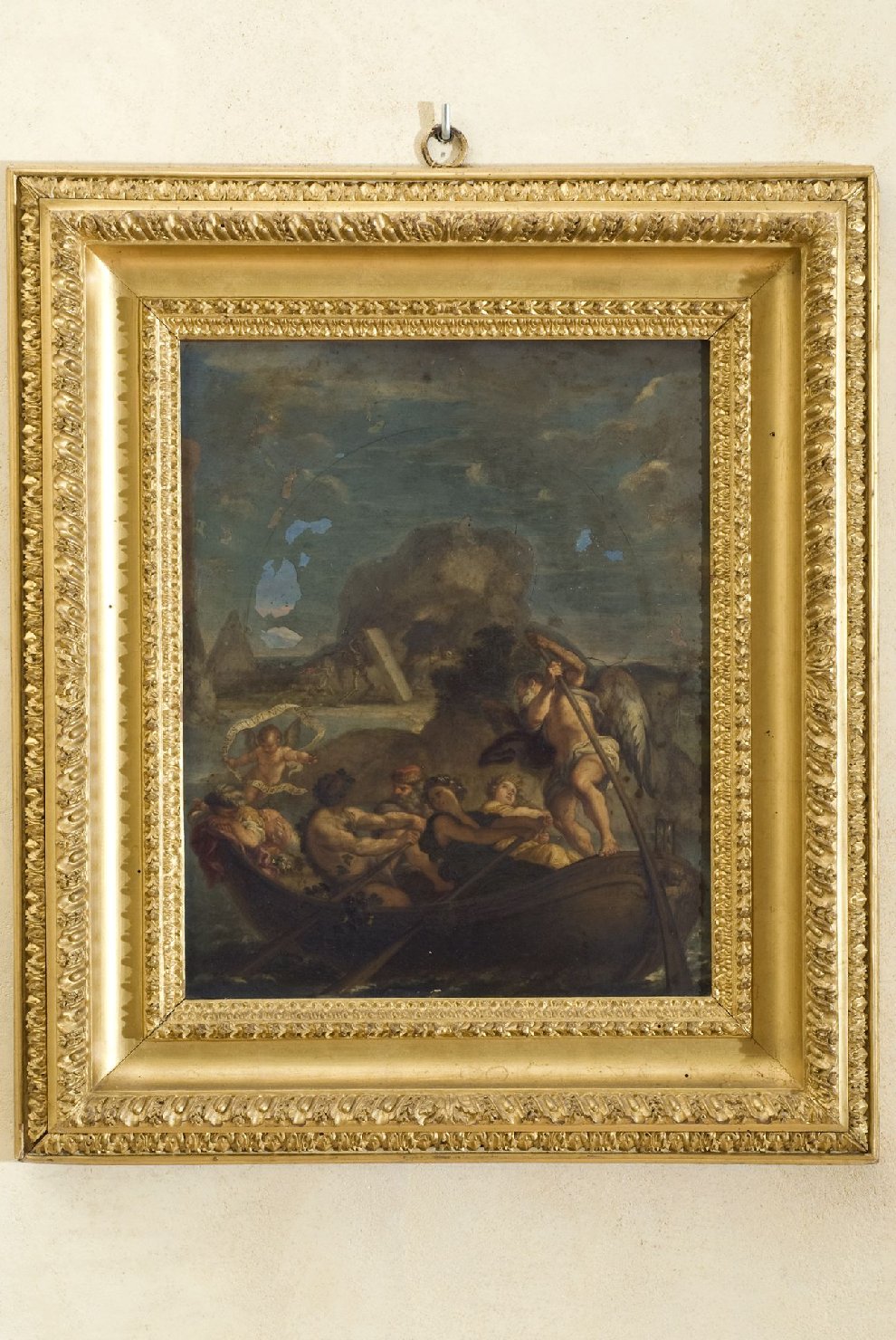 Marina con pescatori e barche, La barca del tempo, Rematori nella barca del tempo (dipinto, opera isolata) di Maratta Carlo (attribuito) (seconda metà sec. XVII, XVIII)