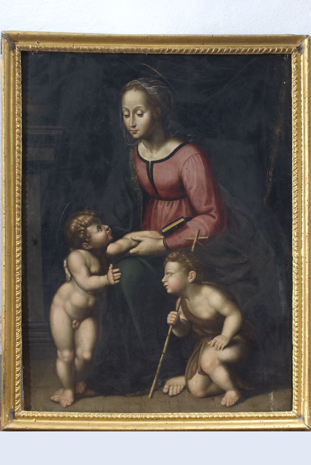 Madonna con Bambino e San Giovannino (dipinto, elemento d'insieme) di Sanzio Raffaello (maniera) (inizio sec. XVI)