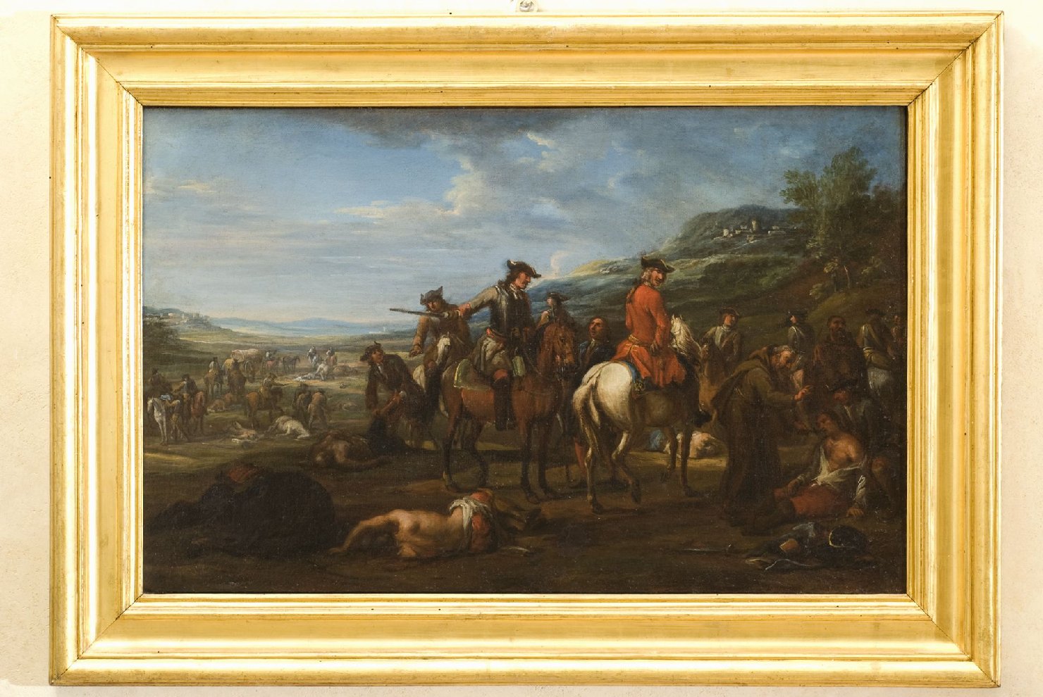 scena di battaglia, cavalieri dopo la battaglia, dopo la battaglia (dipinto, elemento d'insieme) di Verdussen Jan Peeter (maniera) (metà sec. XVIII)