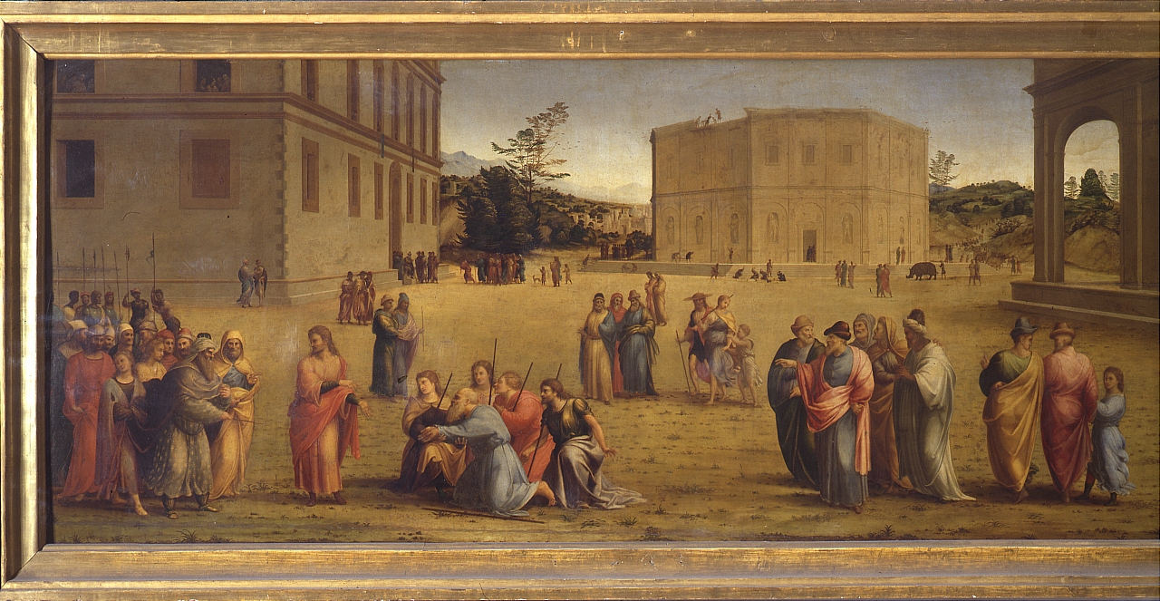 Giuseppe presenta il padre e i fratelli al faraone (dipinto) di Granacci Francesco (sec. XVI)