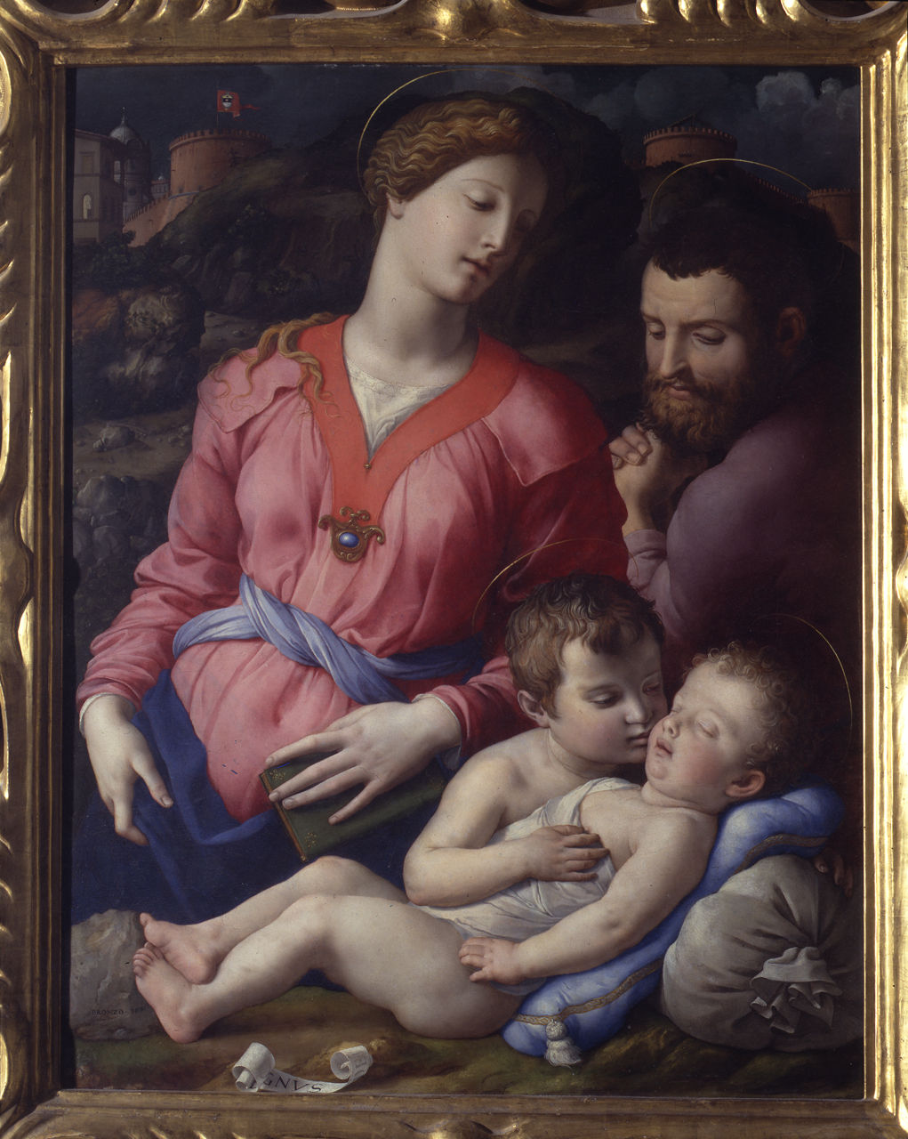 Sacra Famiglia con San Giovanni Battista bambino (dipinto) di Allori Agnolo detto Bronzino (sec. XVI) 