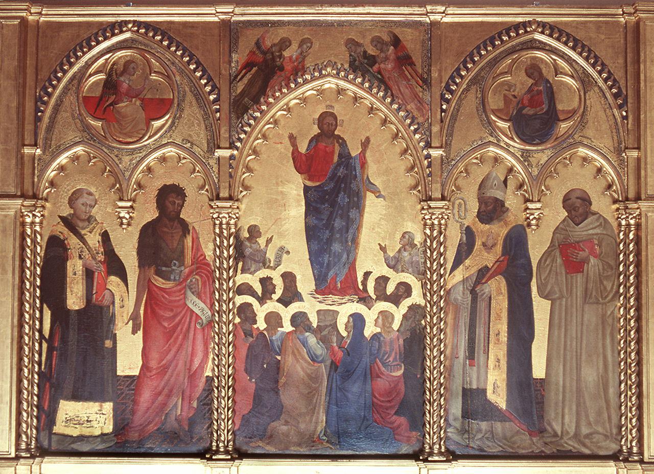 ascensione di Cristo, Santi, Annunciazione (trittico) di Neri di Bicci (sec. XV)