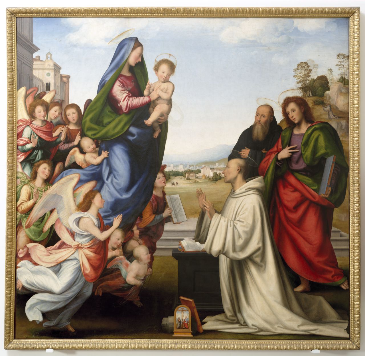 apparizione della Madonna a San Bernardo scrivente (dipinto) di Della Porta Bartolomeo detto Fra Bartolomeo (sec. XVI)