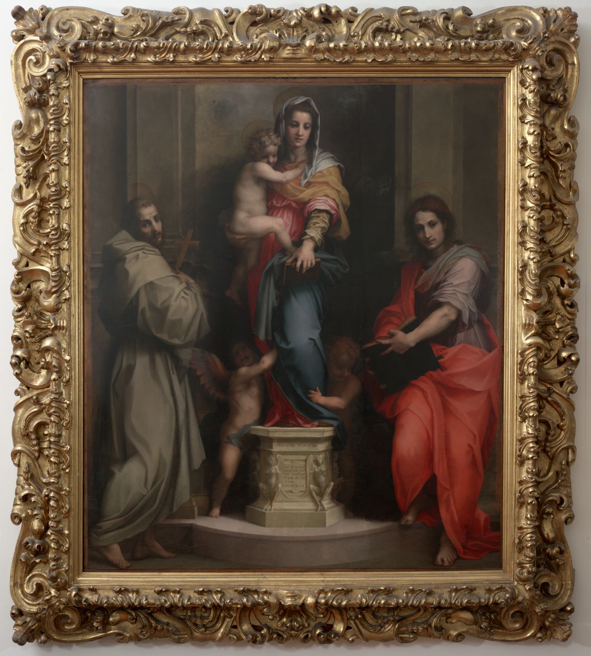 Madonna delle Arpie, Madonna con Bambino tra San Francesco d'Assisi e San Giovanni Evangelista (dipinto) di Andrea del Sarto (sec. XVI)