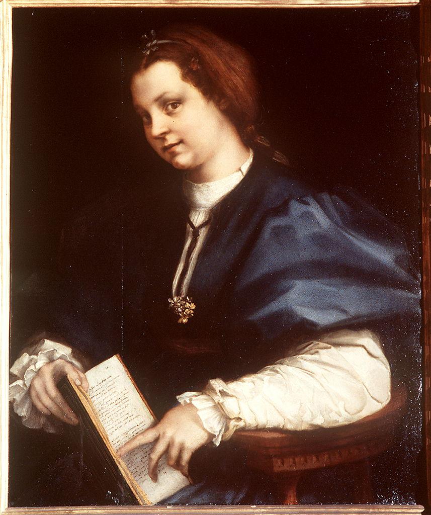 ritratto di donna con `petrarchino' (dipinto) di Andrea del Sarto (sec. XVI) 