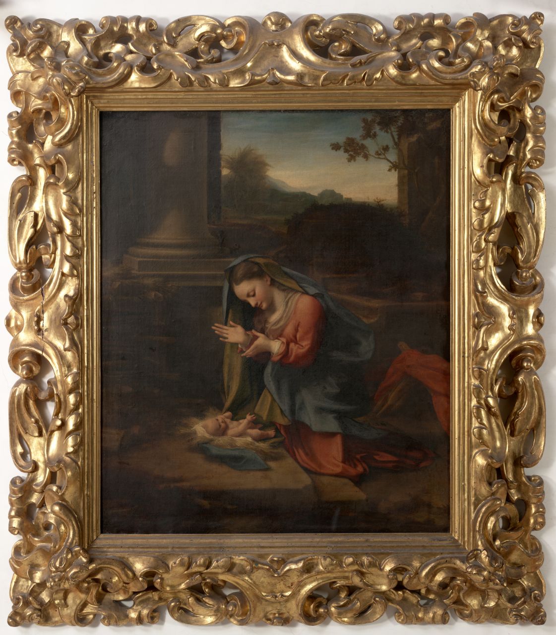 Madonna in adorazione di Gesù Bambino (dipinto) di Allegri Antonio detto Correggio (sec. XVI)