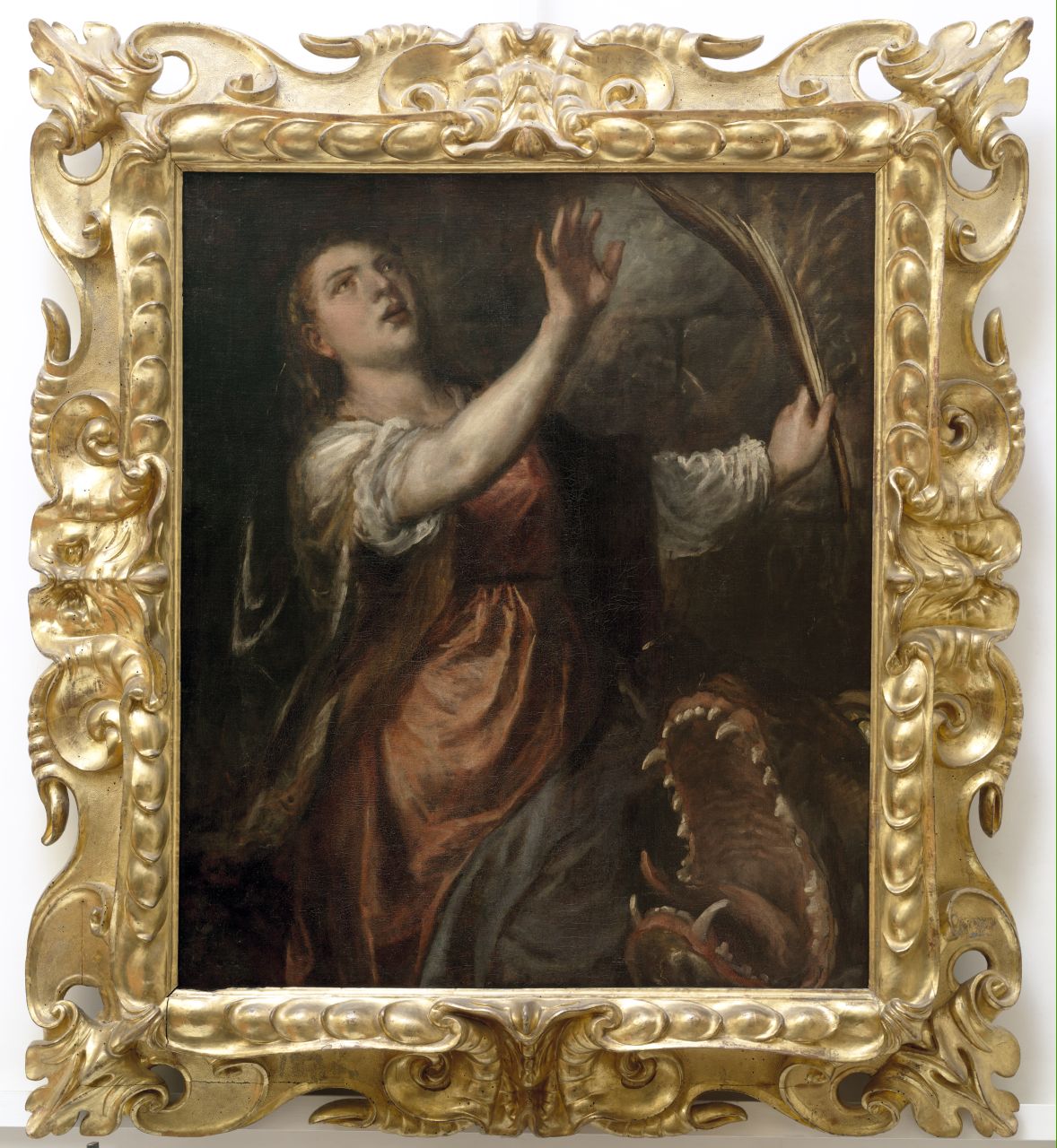 Santa Margherita d'Antiochia e il drago (dipinto) di Vecellio Tiziano (e aiuti) (sec. XVI) 