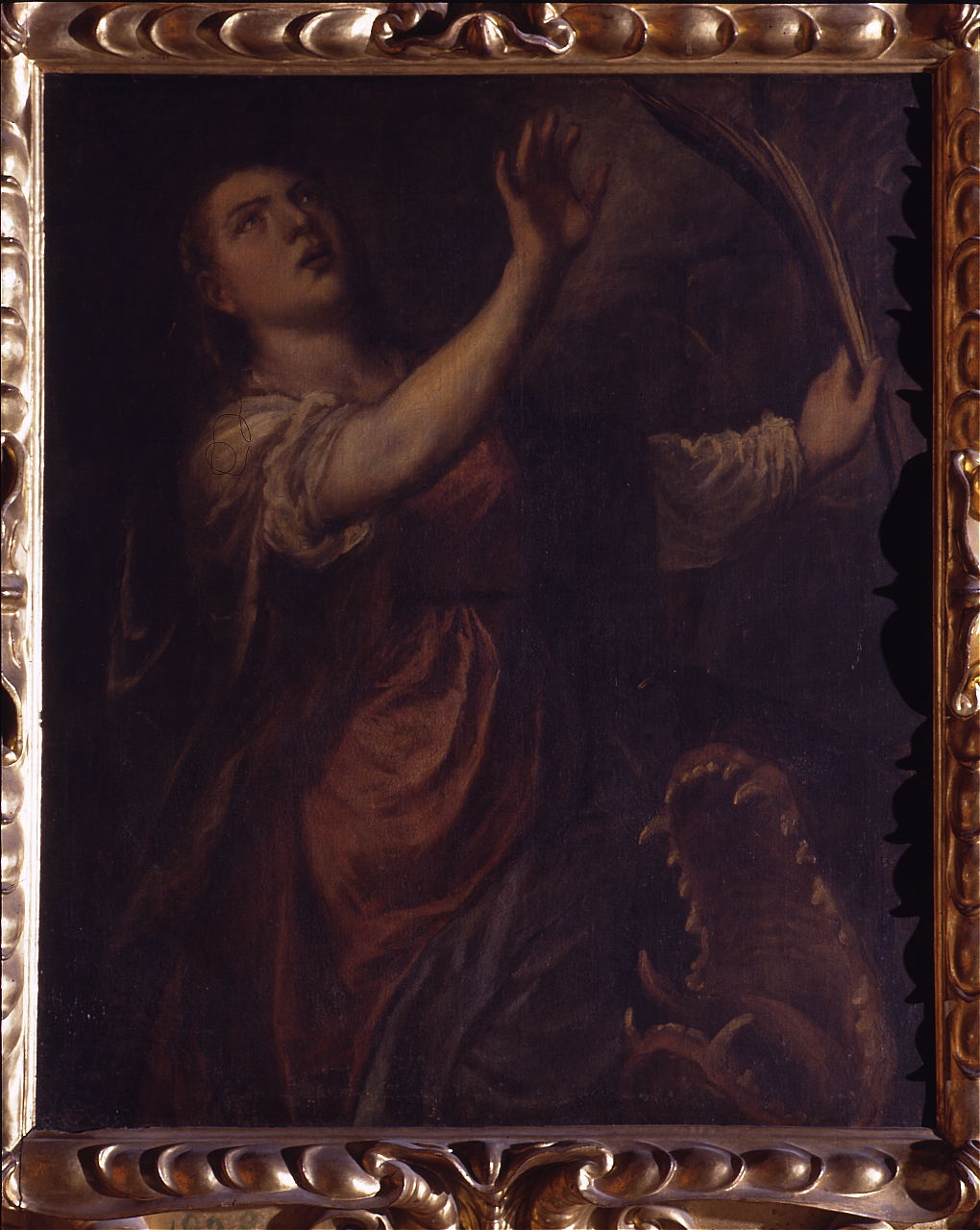 Santa Margherita d'Antiochia e il drago (dipinto) di Vecellio Tiziano (e aiuti) (sec. XVI) 