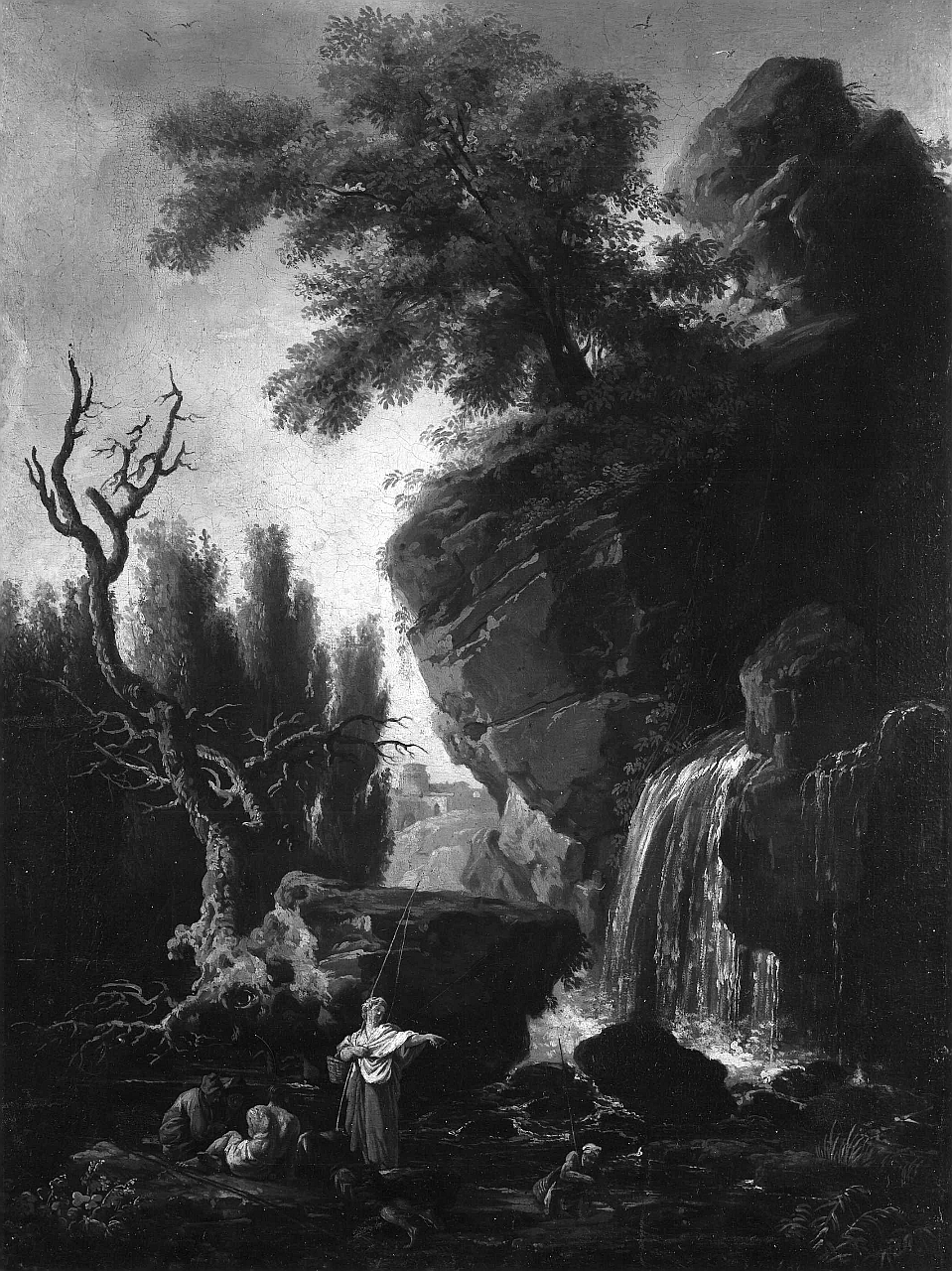 paesaggio con cascata (dipinto) di Vernet Joseph Claude (metà sec. XVIII)