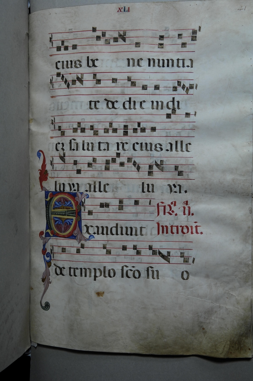 iniziale decorata (miniatura) - bottega pisana (ultimo quarto sec. XIV)