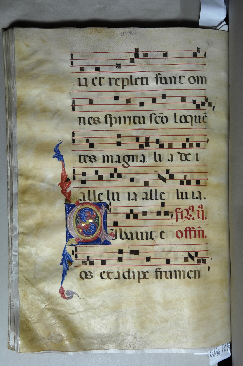 iniziale decorata (miniatura) - bottega pisana (ultimo quarto sec. XIV)