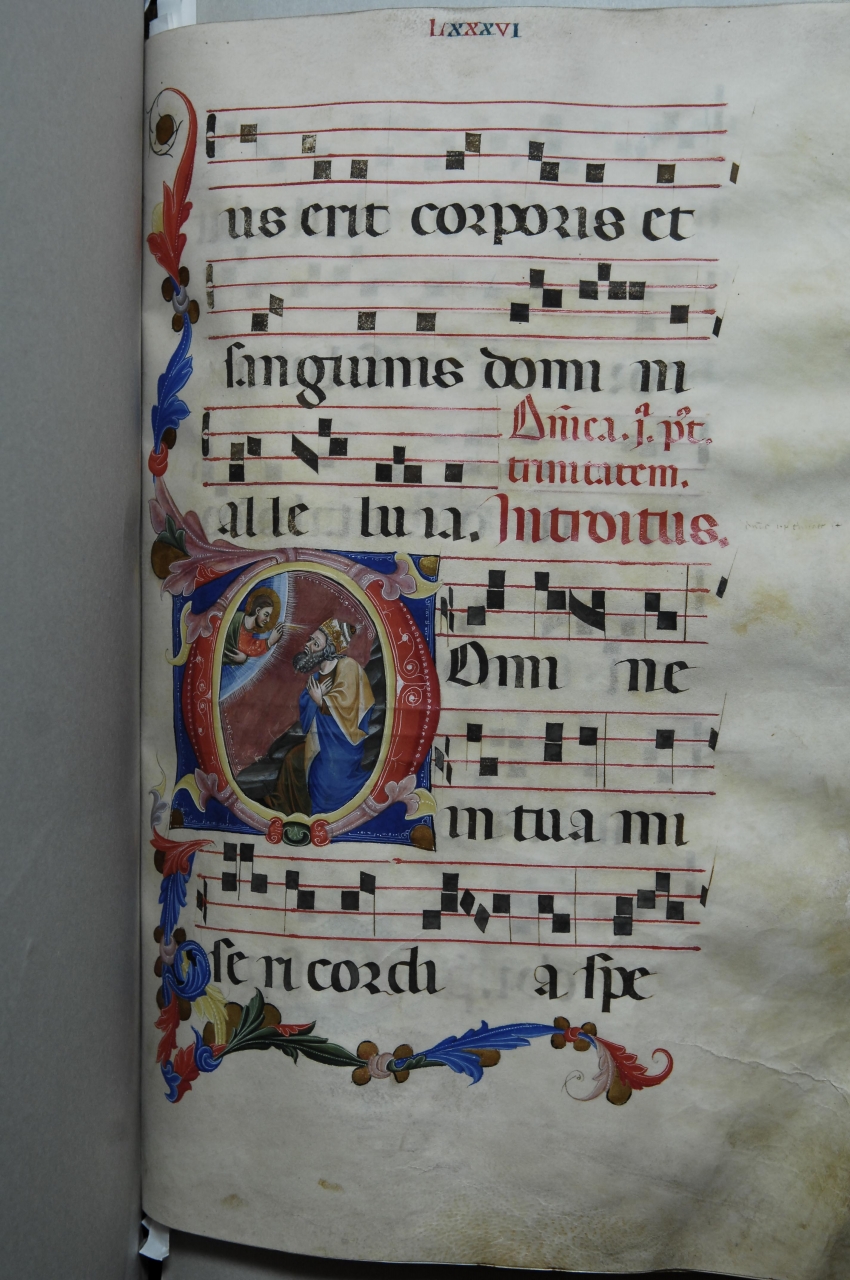 Dio Padre benedicente David (miniatura) - bottega pisana (ultimo quarto sec. XIV)