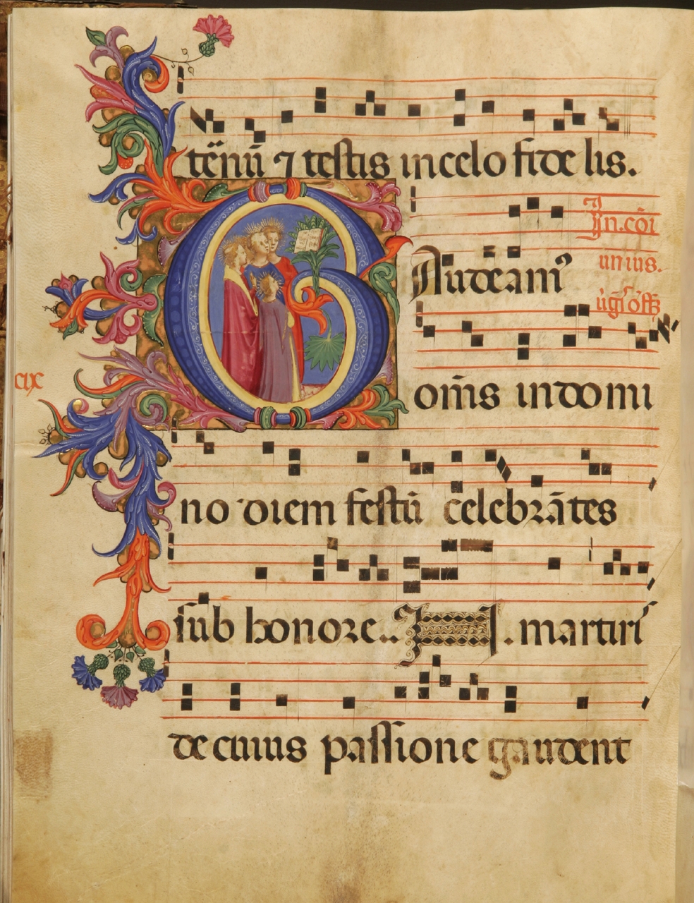 sante vergini in coro (miniatura) di Giovanni da Fiesole detto Beato Angelico (sec. XV)