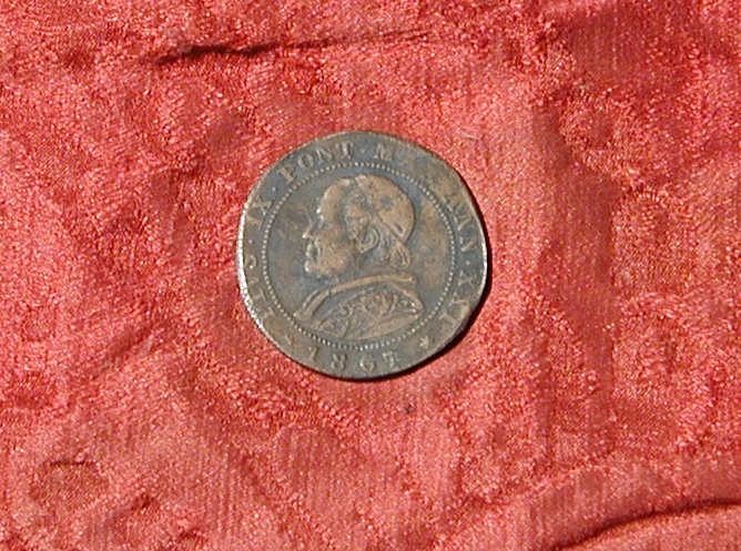 moneta - 2 soldi - scuola romana (terzo quarto sec. XIX d.C)